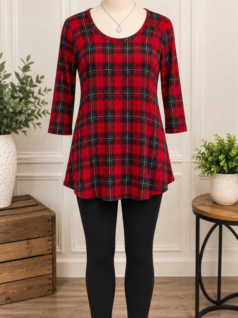 ❤️ LaRACE Red & Black Plaid Tunic Top – Size Large ❤️